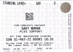 Gary Numan Brighton Conference Centre Ticket May 2022